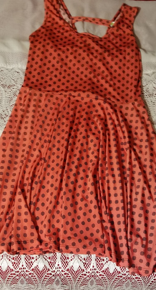 Coral polka dot swing dress
